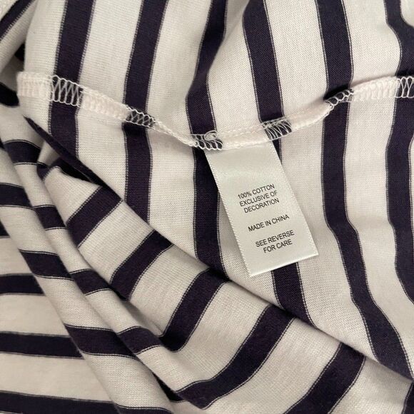 Cactus + Pearl Blouse Women's Medium Striped 3/4 Sleeve Crab Metallic Top - Picture 9 of 9